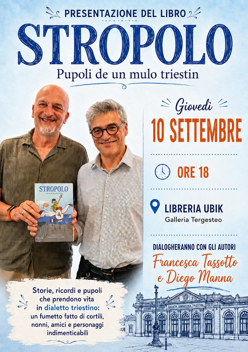 Locandina: Trieste, alla Libreria Ubik arriva Stropolo: il fumetto in dialetto di Pacco e