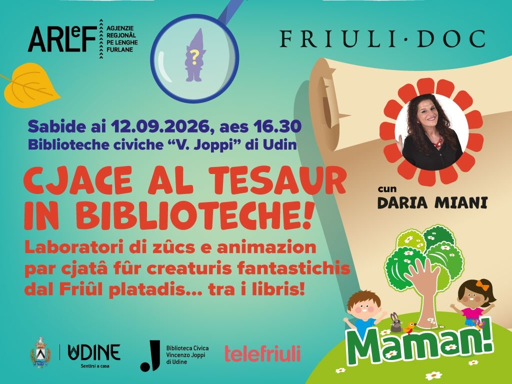 Udine, caccia al tesoro in biblioteca per i bambini a Friuli Doc 2026