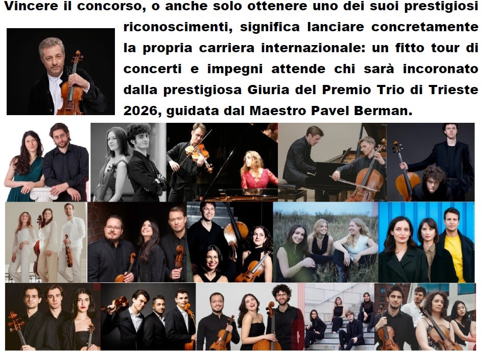 Premio Trio di Trieste 2026, arrivano 15 ensemble da 9 Paesi per le finali