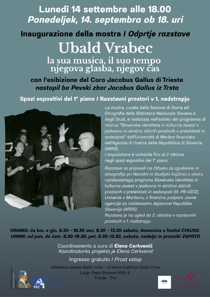 Locandina: Trieste, alla Biblioteca Stelio Crise la mostra su Ubald Vrabec dal 14 settembre al
