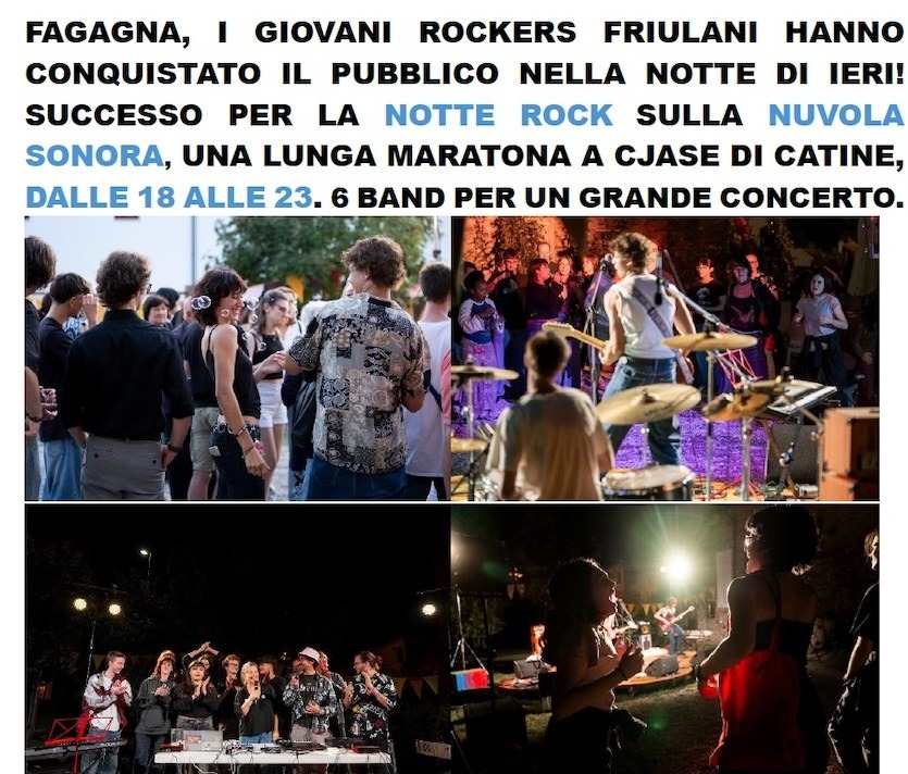 Fagagna, sei giovani band friulane riempiono Cjase di Catine per la Notte rock