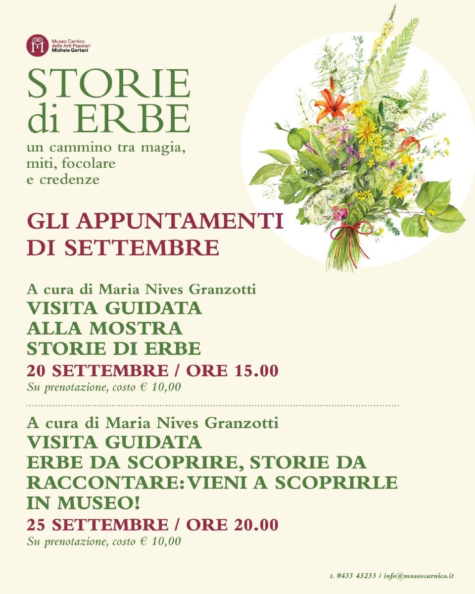 Locandina: Museo Carnico di Tolmezzo, due visite guidate a settembre per la mostra “Storie di