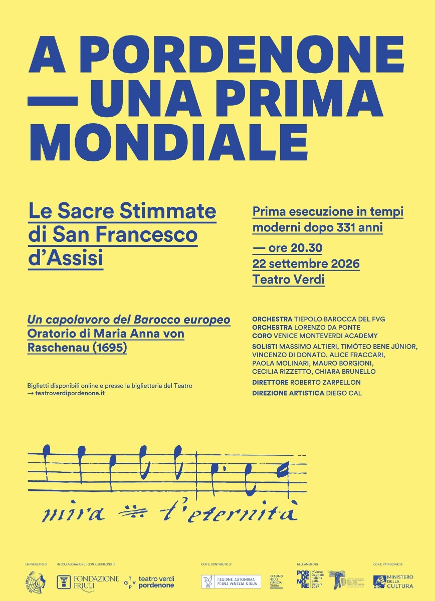 Locandina: Pordenone, al Verdi la prima esecuzione moderna dell’oratorio del 1695