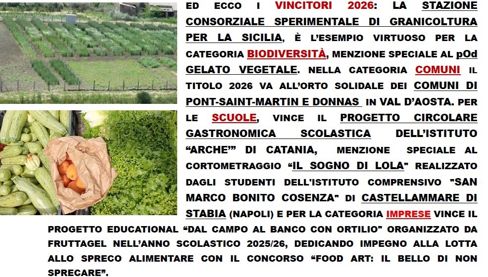 Premio Vivere a Spreco Zero 2026, ecco i vincitori: premiate scuole, comuni e imprese