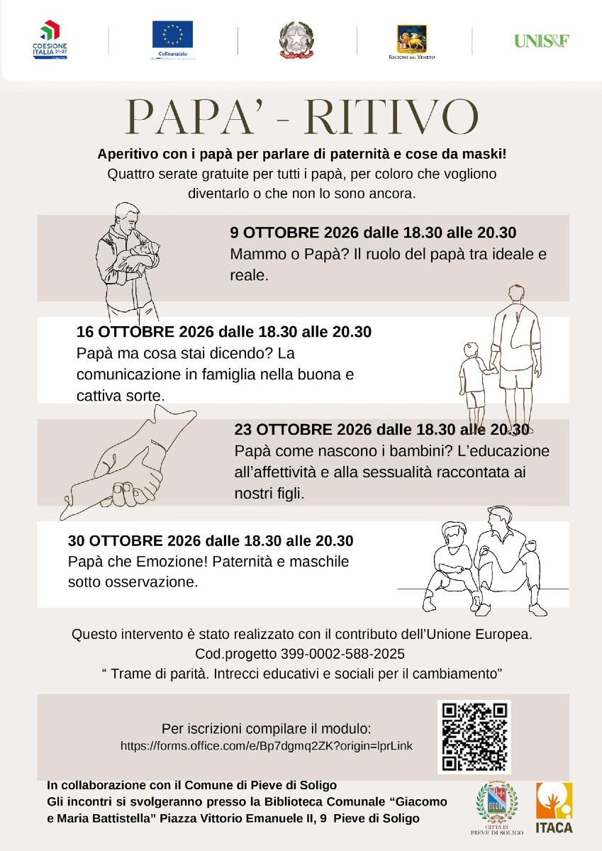 Locandina: Pieve di Soligo, in biblioteca quattro incontri gratuiti per papà dal 9 al 30
