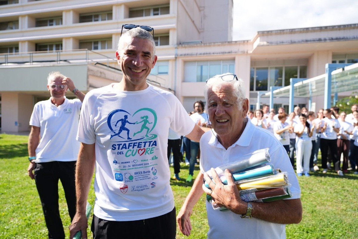 Staffetta del Cuore, arrivo al Burlo dopo 125 km da Aviano: fondi per Cro e ricerca