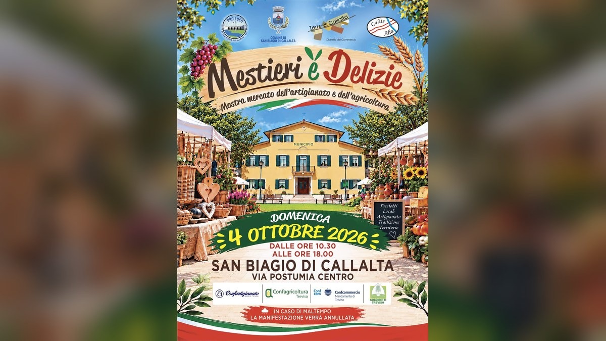 San Biagio di Callalta, il 4 ottobre torna “Mestieri e Delizie” con mercato e Carlotta Berti - 