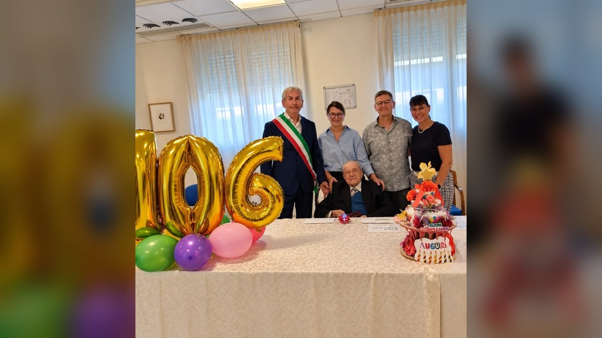 Ponte di Piave, festa alla Rsa Gianni Marin per i 106 anni di Luigi Capelli - 