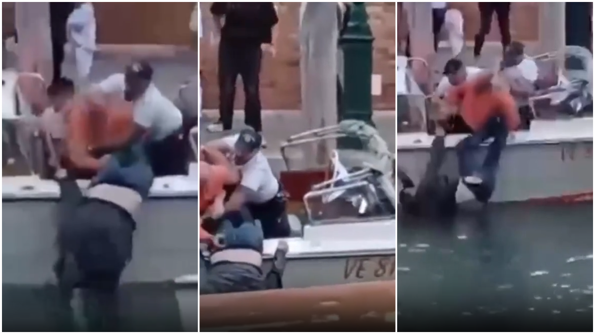 Zuffa tra tassisti acquei, uno finisce nel canale: i passanti riprendono tutto - 