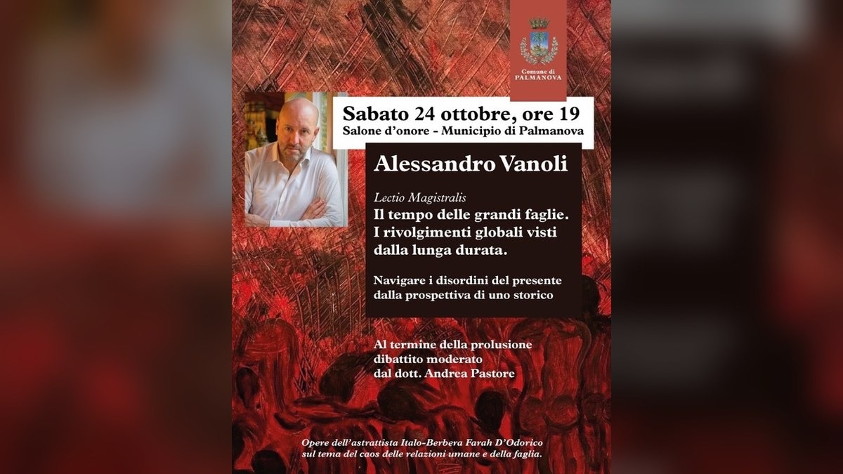 Palmanova, Alessandro Vanoli terrà una lectio magistralis sui disordini del presente - 