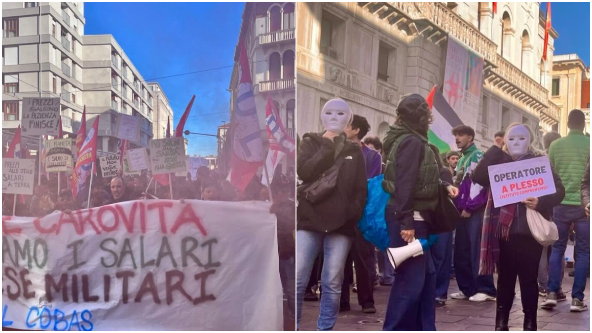 Padova, studenti in corteo prendono la foto di Valditara e la bruciano - Le immagini del corteo a Padova