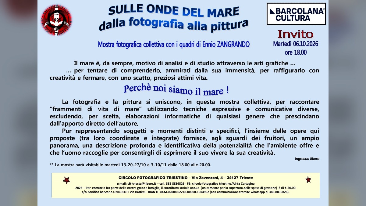Trieste, il mare raccontato tra scatti e tele: al via in ottobre la rassegna del Circolo Fotografico - 