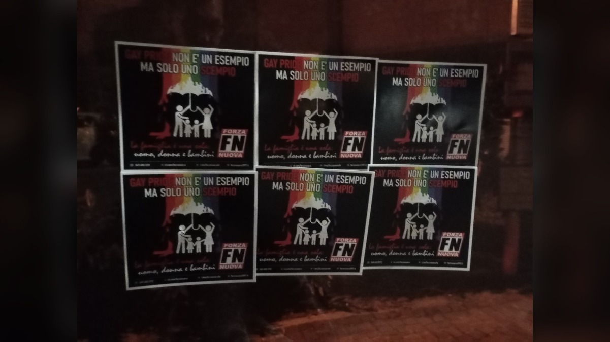 Udine, manifesti contro il Pride nel cuore della città: Forza Nuova rivendica l’affissione