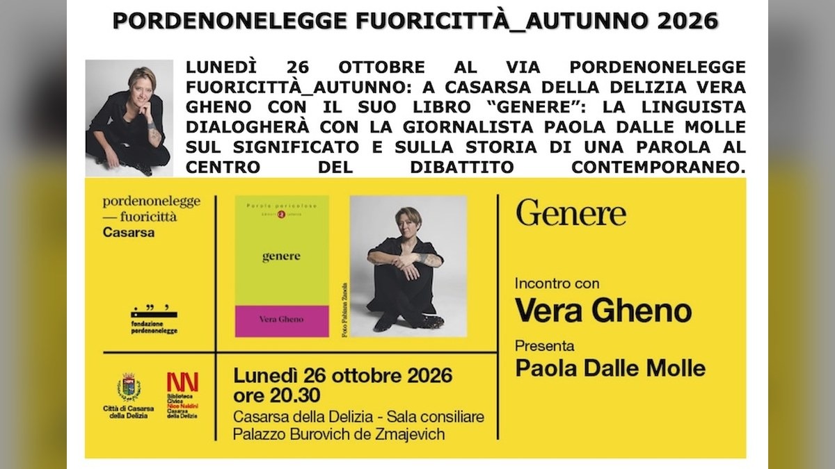 Casarsa apre la stagione autunnale di Fuoricittà con Vera Gheno - 