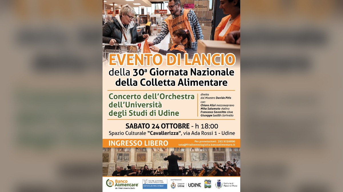 Udine, musica e solidarietà alla Cavallerizza: il Banco Alimentare apre il cammino verso la Colletta - 