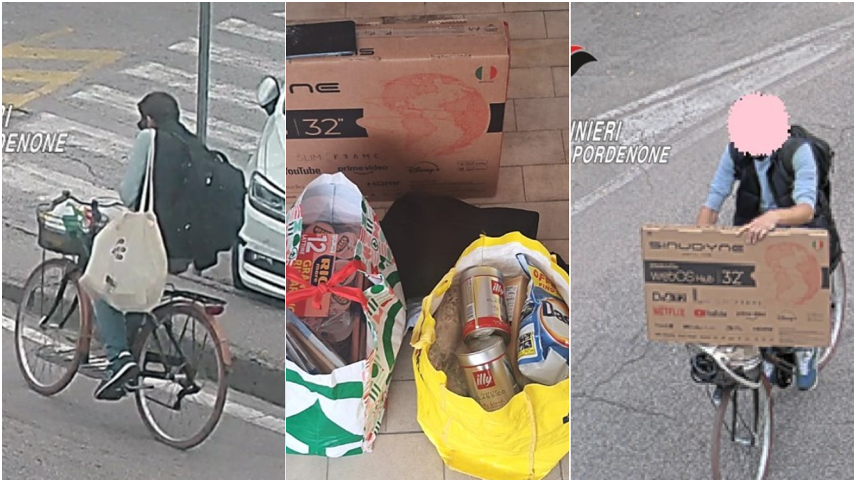 Sacile, spesa rubata in quattro market e un tv sulla bici: denunciato un 41enne - 