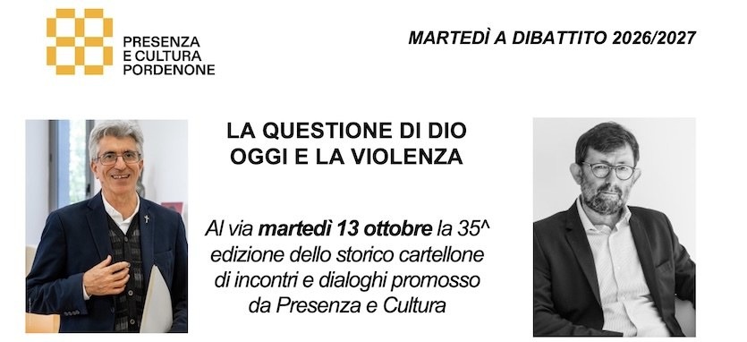 Pordenone, tornano i Martedì a dibattito: dal 13 ottobre il ciclo su Dio e violenza
