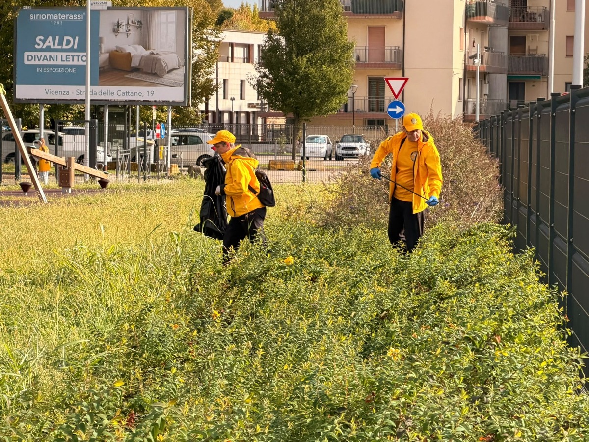 Vicenza, pulizia al Parco delle Madri Costituenti: raccolti rifiuti e un televisore