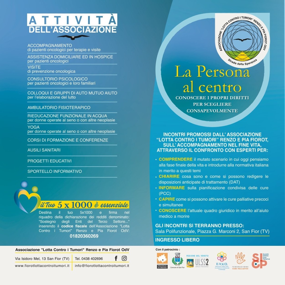 San Fior, quattro incontri pubblici sul fine vita: date, temi e relatori fino al 6