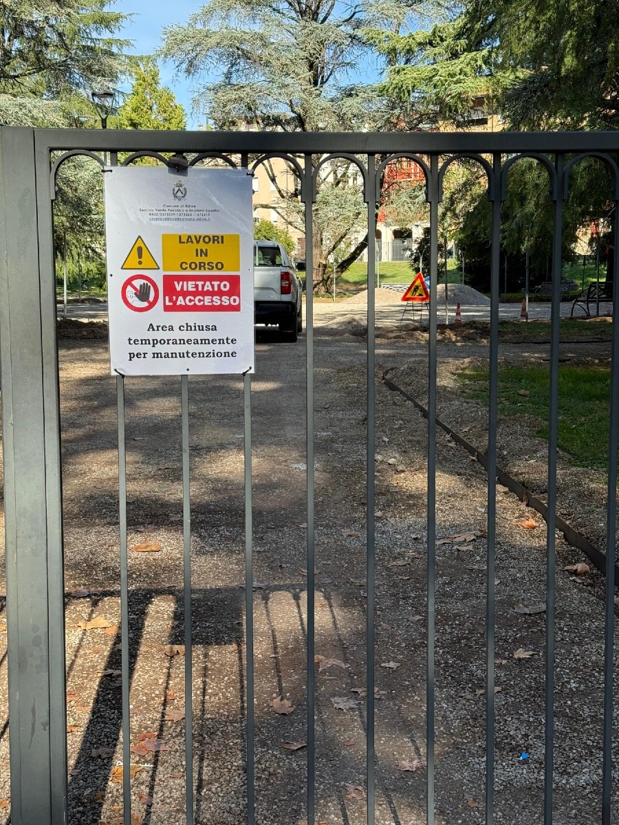 Udine, lavori ai Giardini Loris Fortuna: chiusi per almeno altri 20 giorni