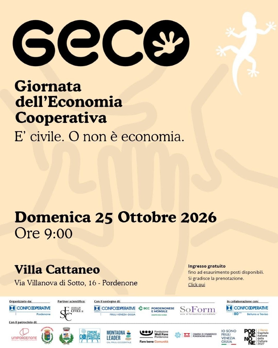 A Pordenone arriva GECO, la giornata dell’economia cooperativa a Villa Cattaneo