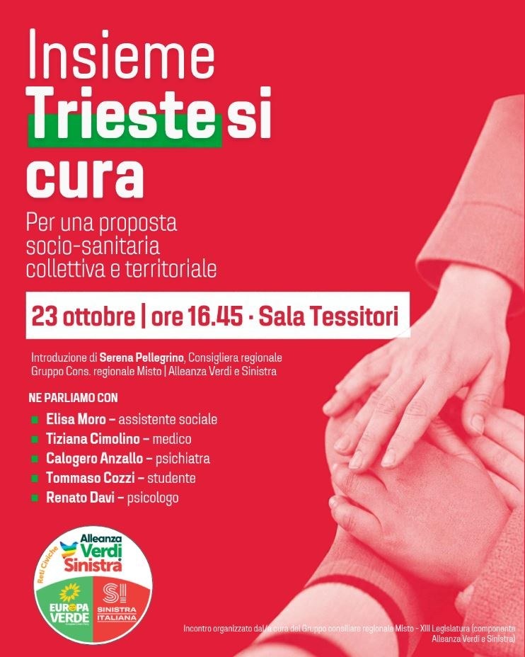 Trieste, Avs presenta “Insieme Trieste si cura” il 23 ottobre in sala Tessitori